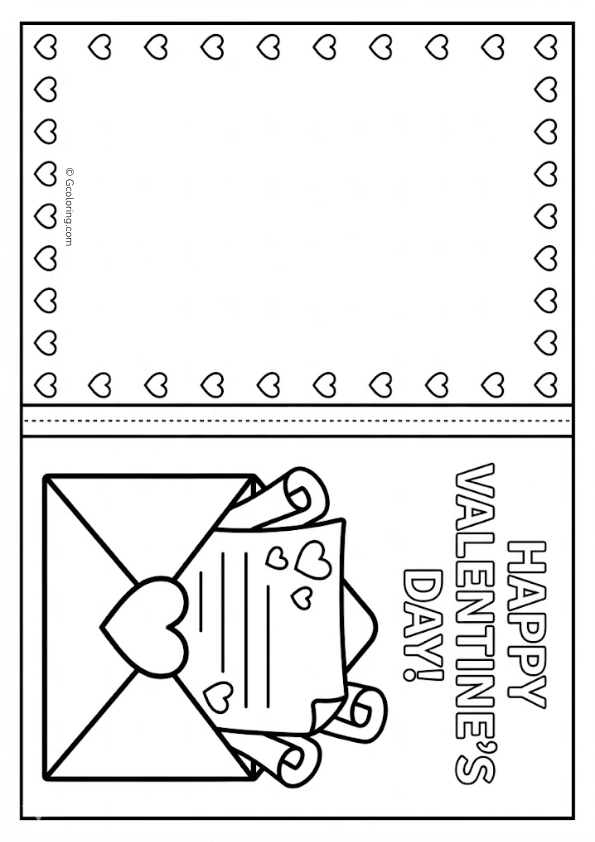 Valentine card with coloring pages
