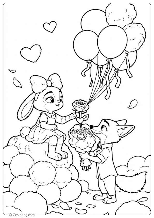 Zootopia Valentine Coloring Pages