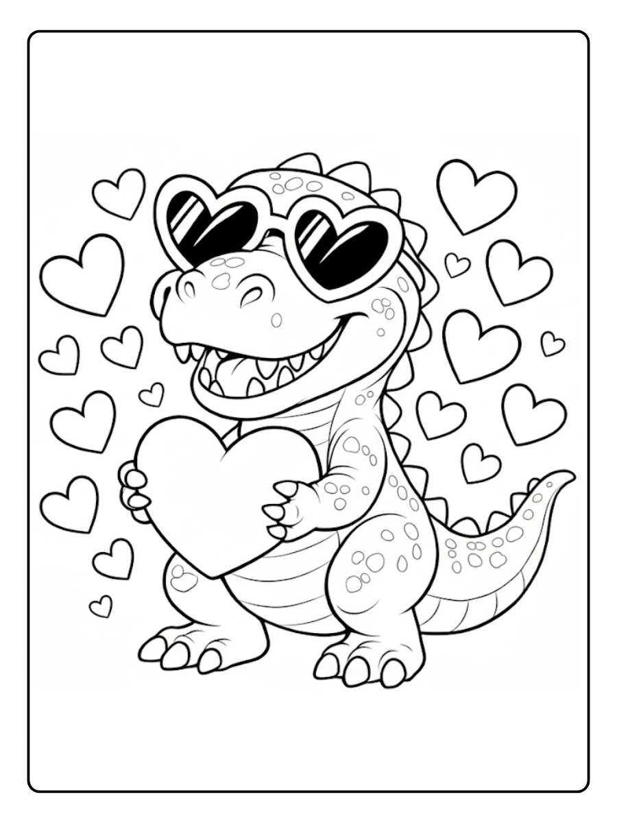 dinosaur valentine coloring pages