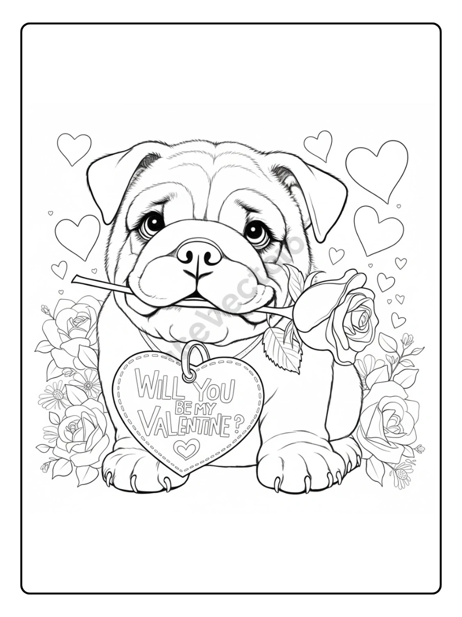 dog valentine coloring pages