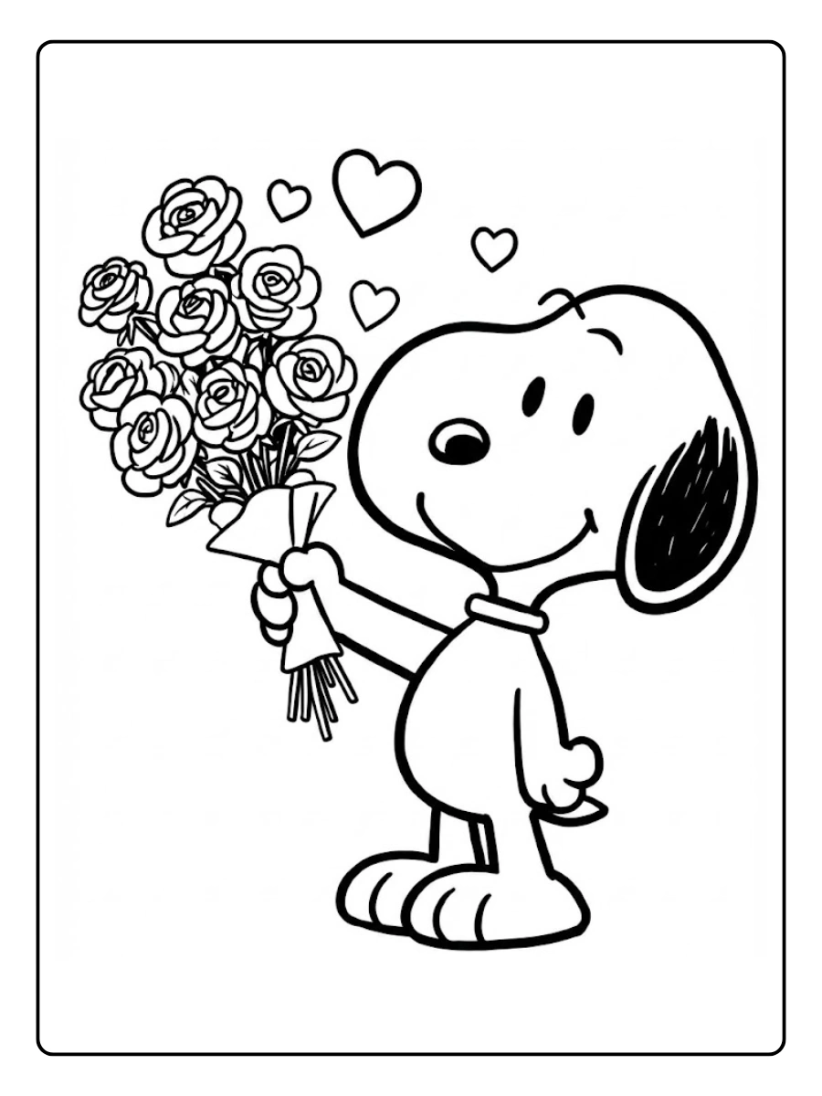 snoopy valentines day coloring pages