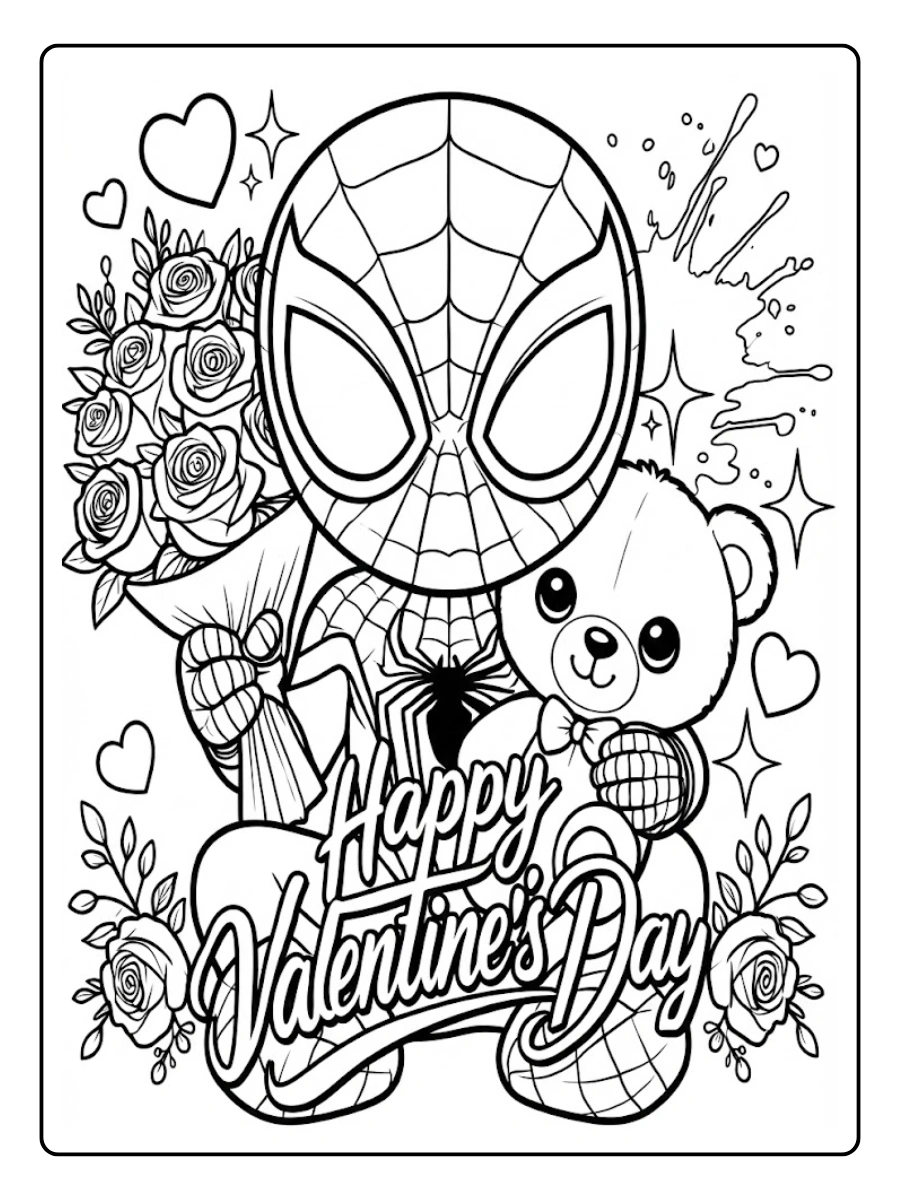 spiderman valentine coloring pages