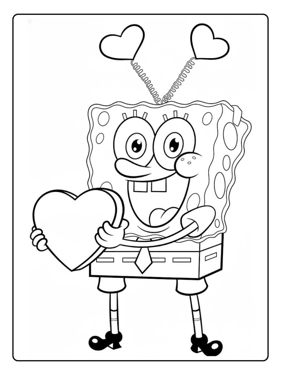 spongebob valentine coloring pages