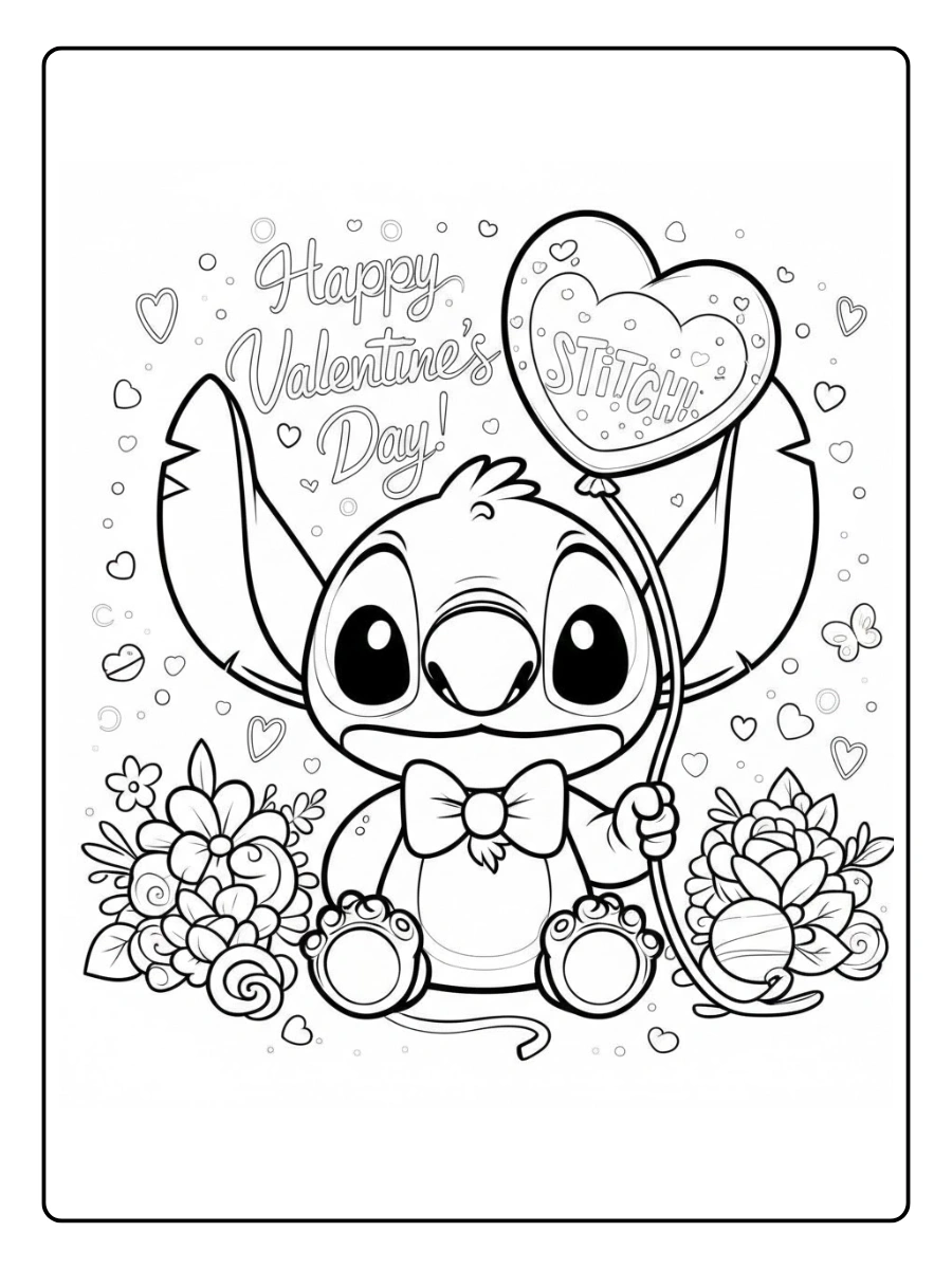 valentines day disney coloring pages