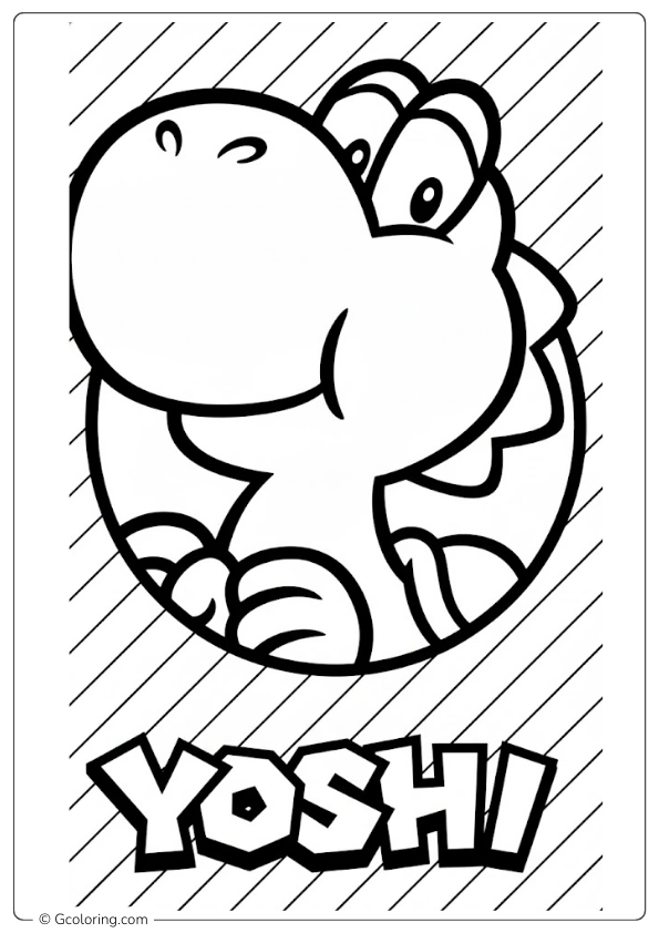 A close up portrait of Yoshi coloring pages