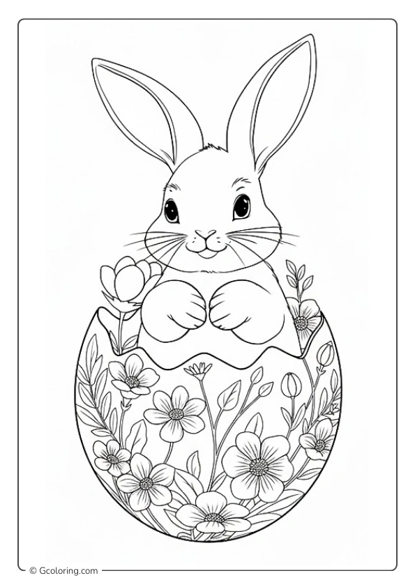A cute bunny Easter egg coloring page
