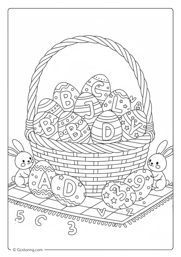 Alphabet Learning Basket Coloring Pages