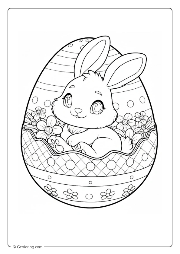 Bunny Easter egg coloring page