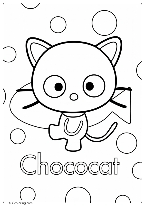 Chococat coloring page with a bubbly background
