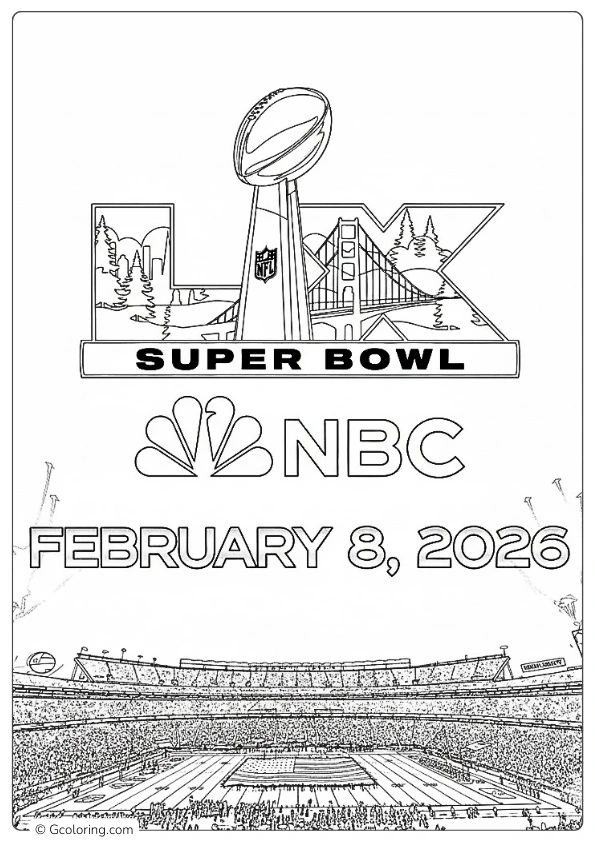 Grand scale of the Super Bowl at the stadium in 2026 Coloring Pages