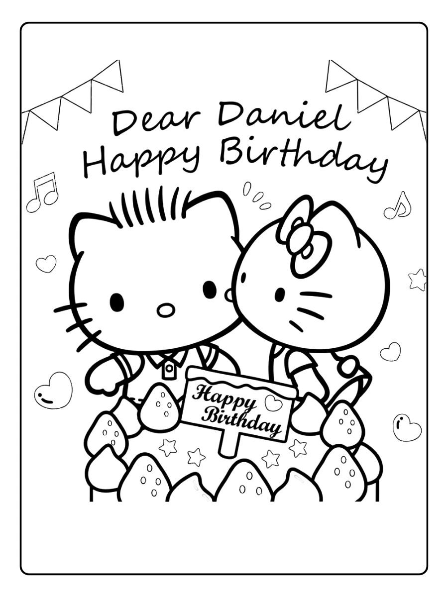 Happy Birthday Dear Daniel coloring page