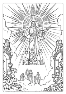He is Risen with Jesus coloring page