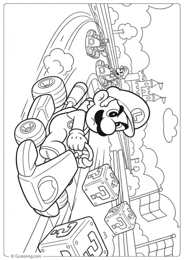 Luigi in a Kart Race coloring pages