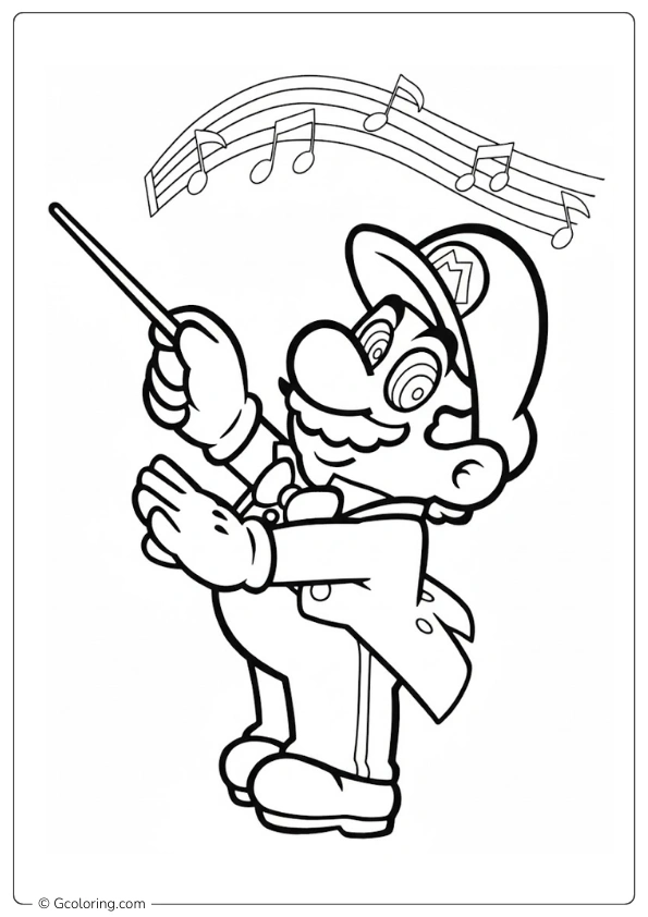 Mario conducting music coloring pages