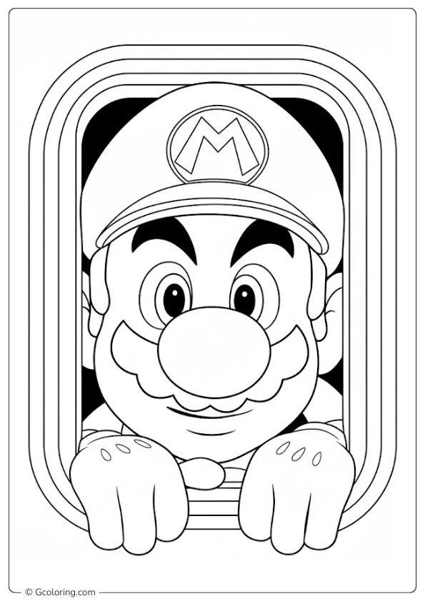 Mario looking through a window coloring pages