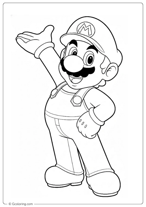 Mario stands confidently coloring pages
