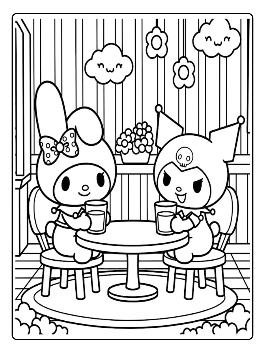 My Melody and Kuromi Coloring Pages (1)