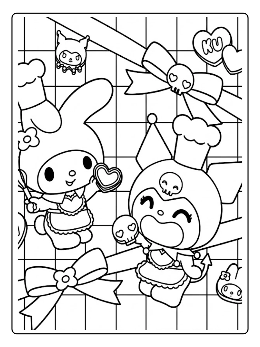 My Melody and Kuromi Coloring Pages (10)
