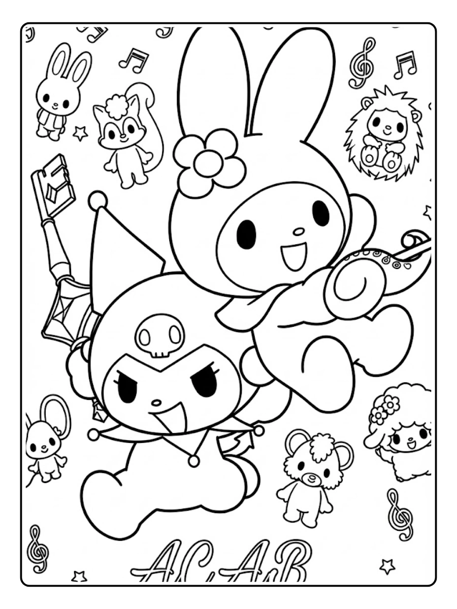My Melody and Kuromi Coloring Pages (11)