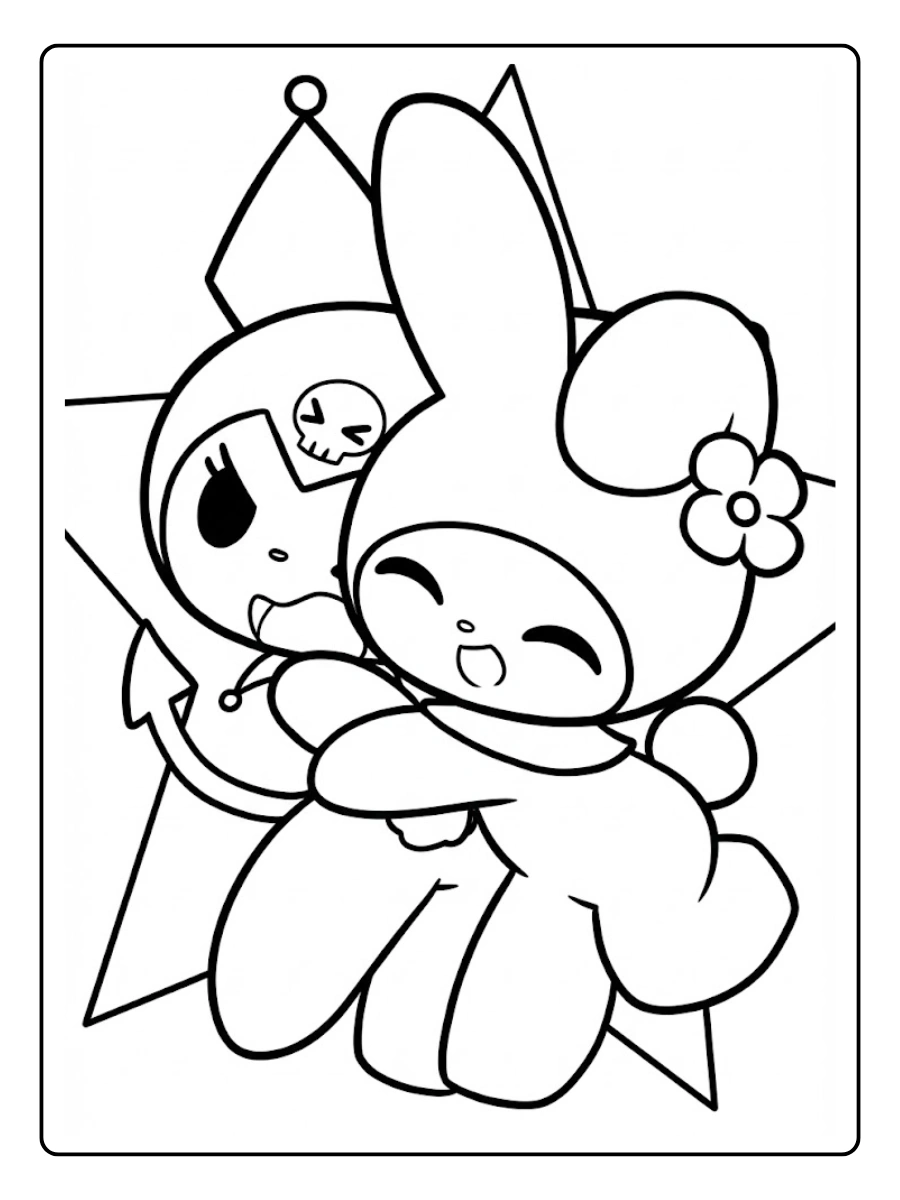 My Melody and Kuromi Coloring Pages (12)