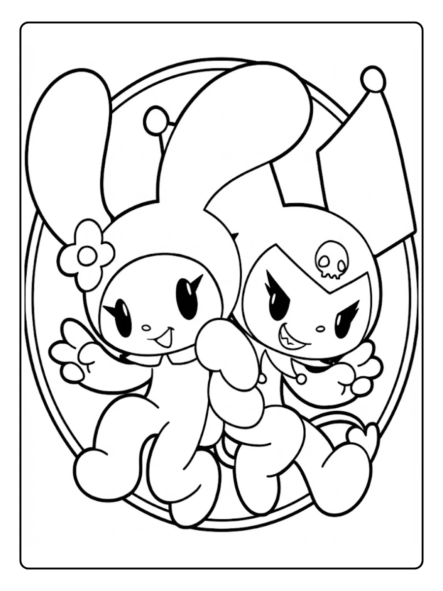 My Melody and Kuromi Coloring Pages (13)