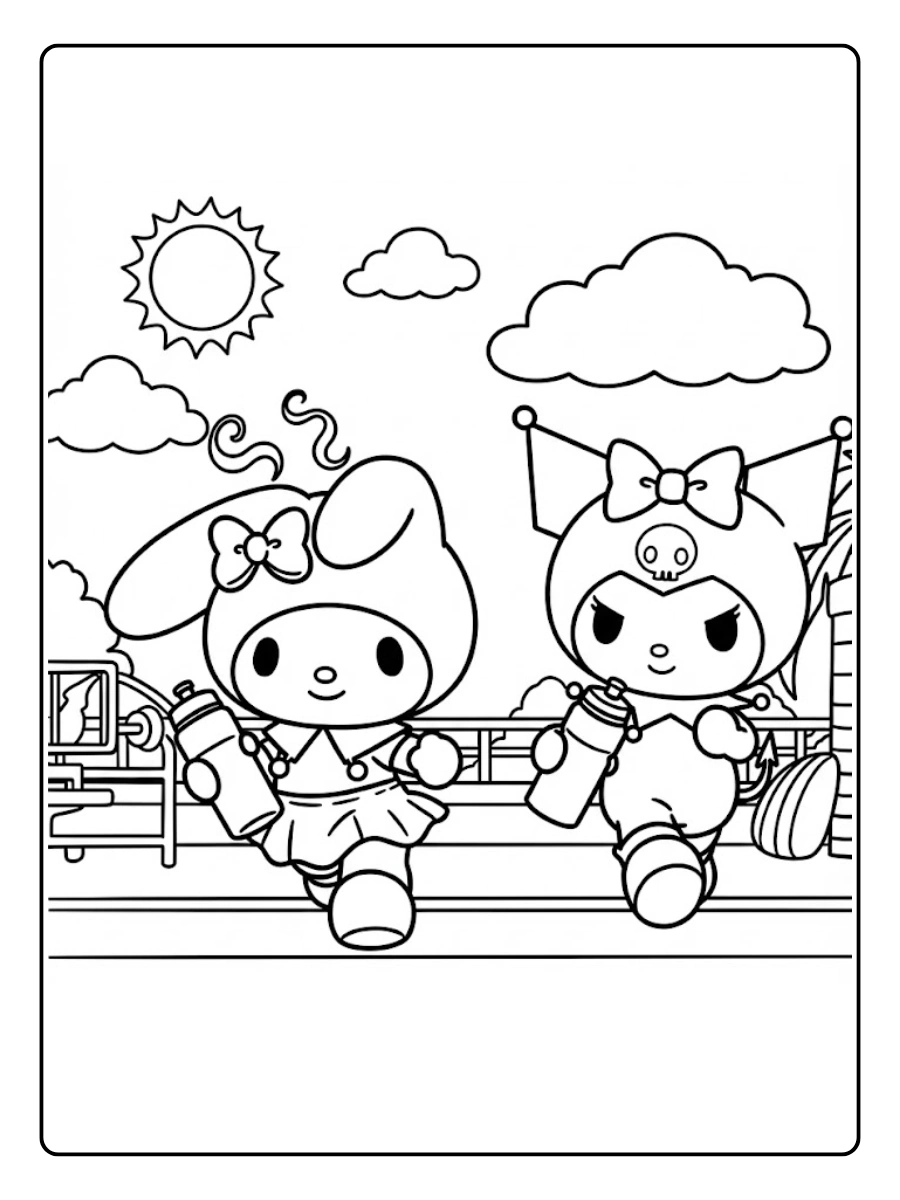 My Melody and Kuromi Coloring Pages (3)