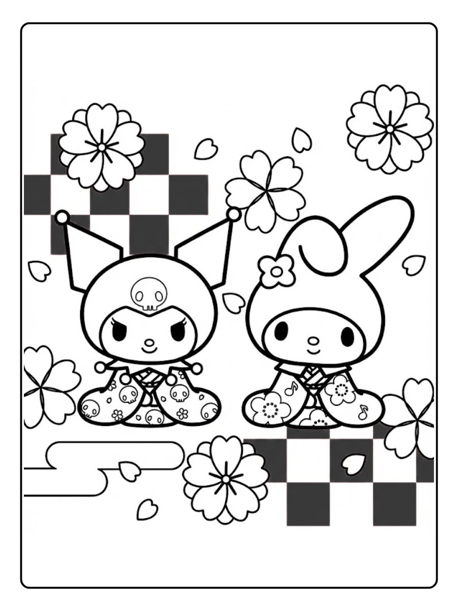 My Melody and Kuromi Coloring Pages (4)
