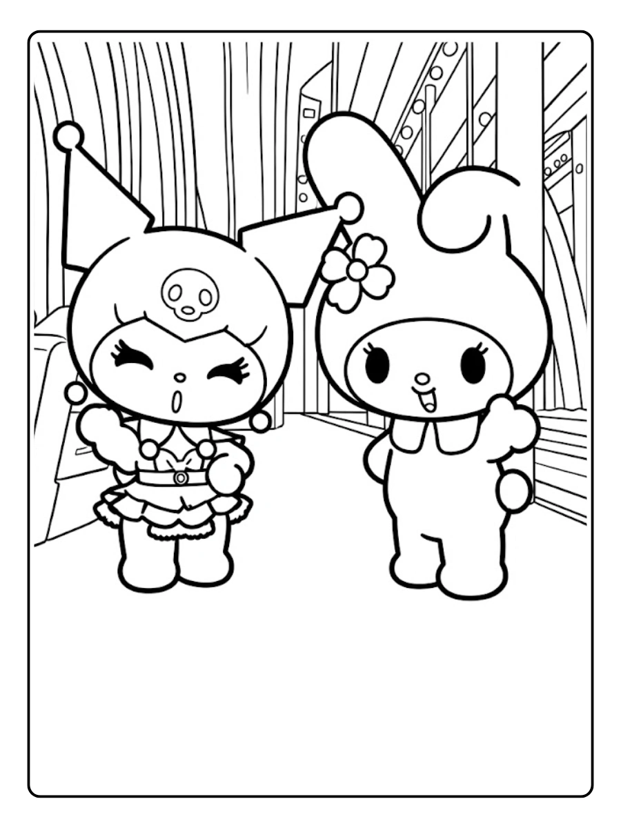 My Melody and Kuromi Coloring Pages (8)