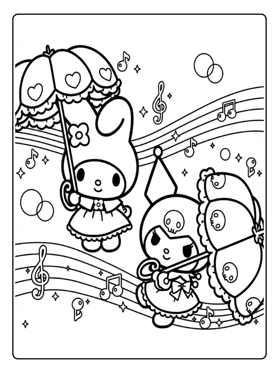 My Melody and Kuromi Coloring Pages (9)
