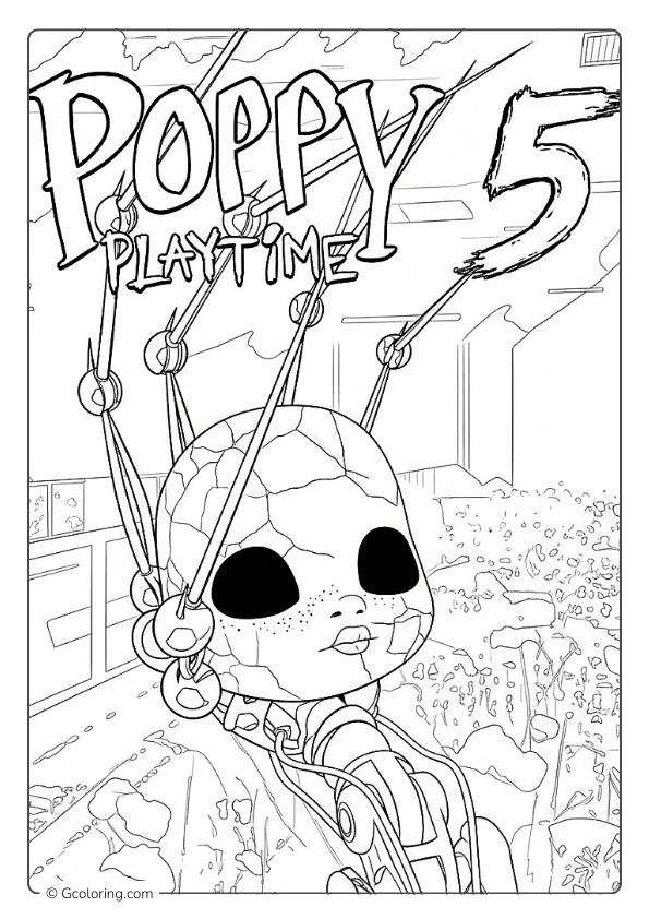 Poppy Playtime 5 coloring page featuring a doll like creature Poppy Playtime 5 coloring page featuring a doll like creature