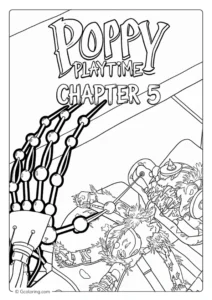 Poppy Playtime Chapter 5 coloring page with a mangled toy