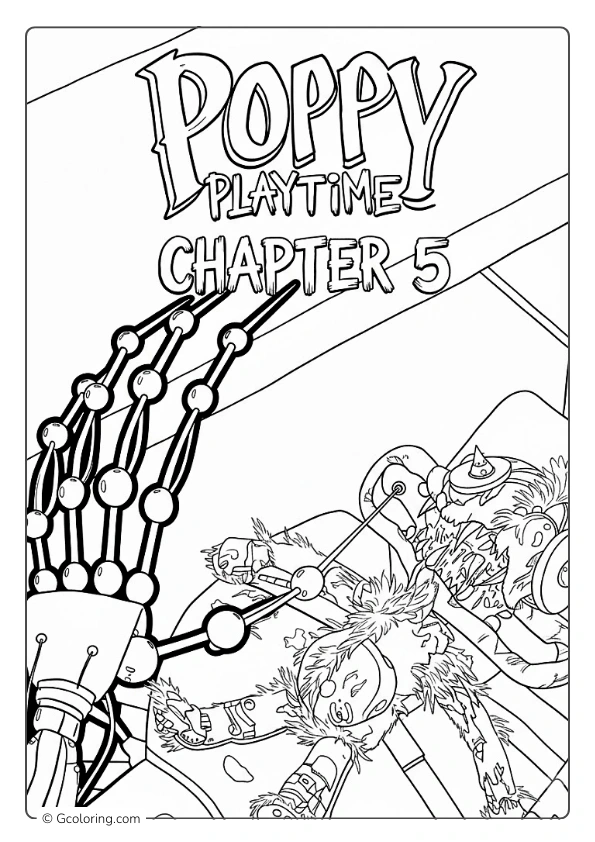 Poppy Playtime Chapter 5 coloring page with a mangled toy