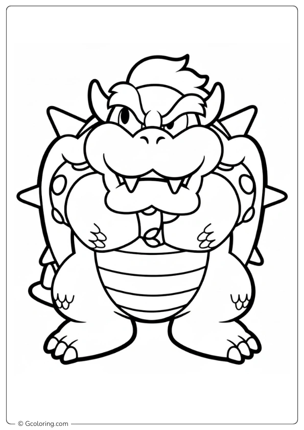 Smiling Bowser Coloring Page