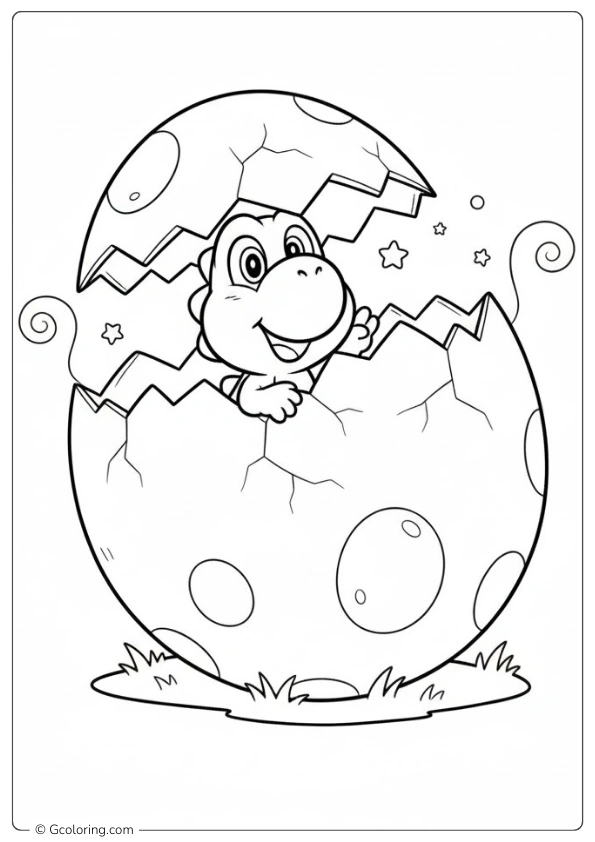 Yoshi Hatching from a Giant Egg coloring pages