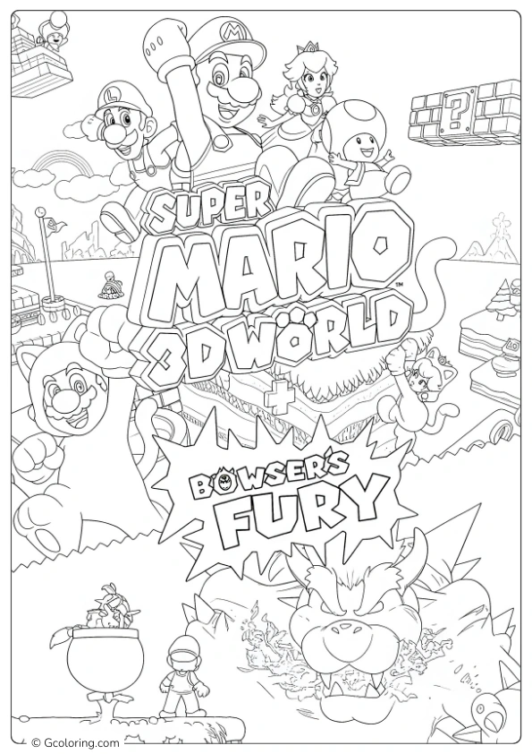 cat mario super mario 3d world coloring pages