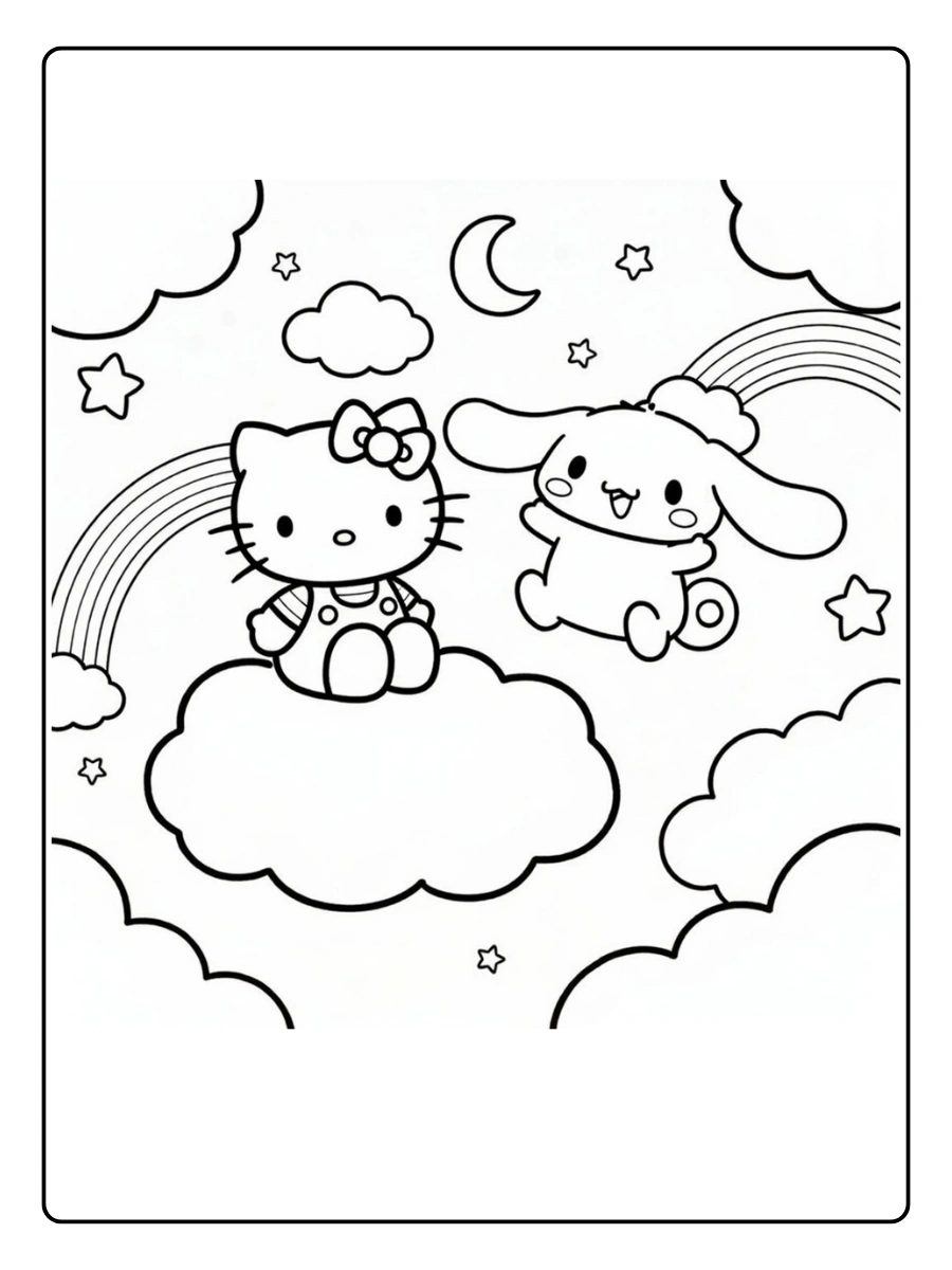 cinnamon roll hello kitty coloring page (14)
