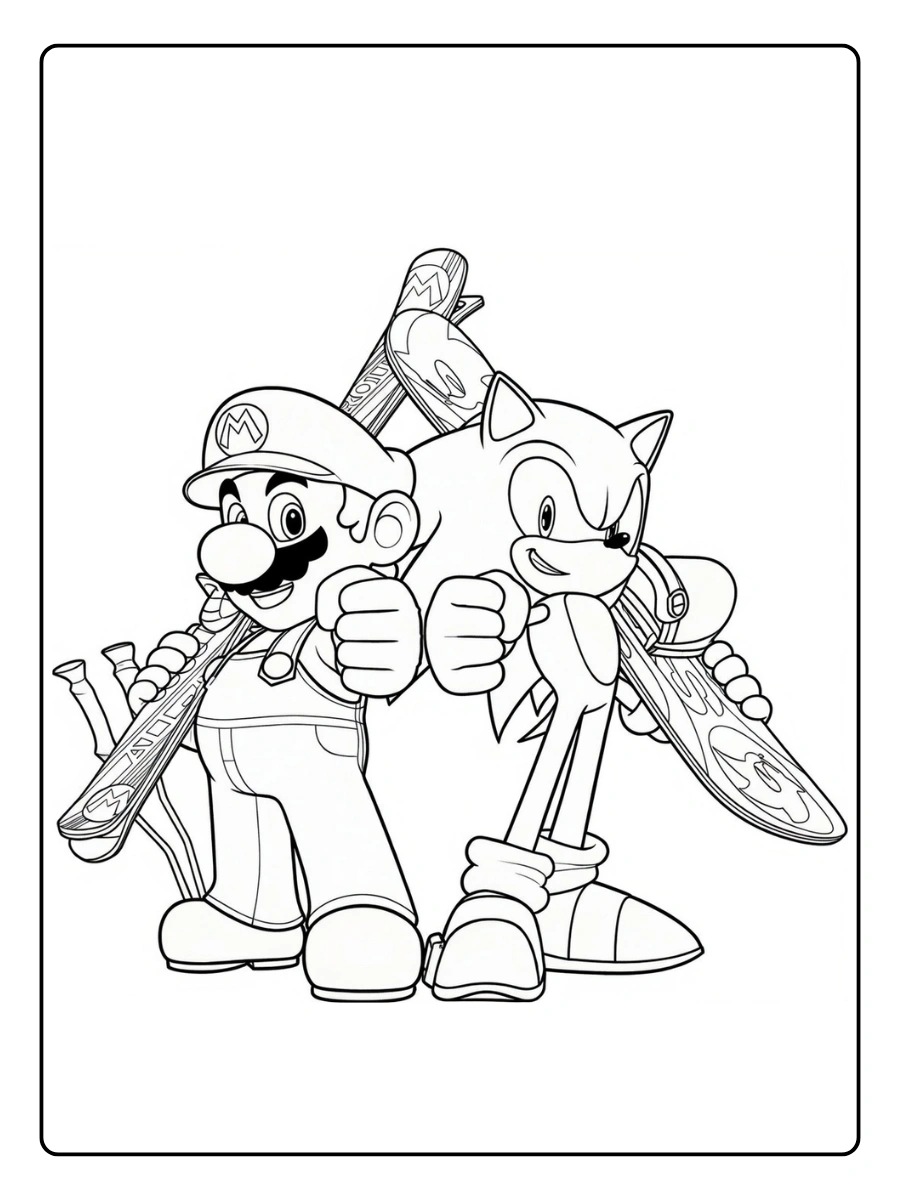 mario and sonic coloring pages (1)