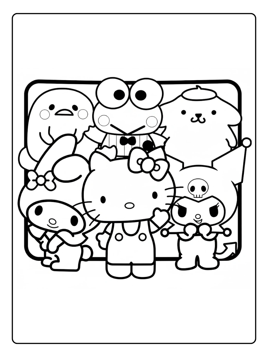 hello kitty and friends coloring pages