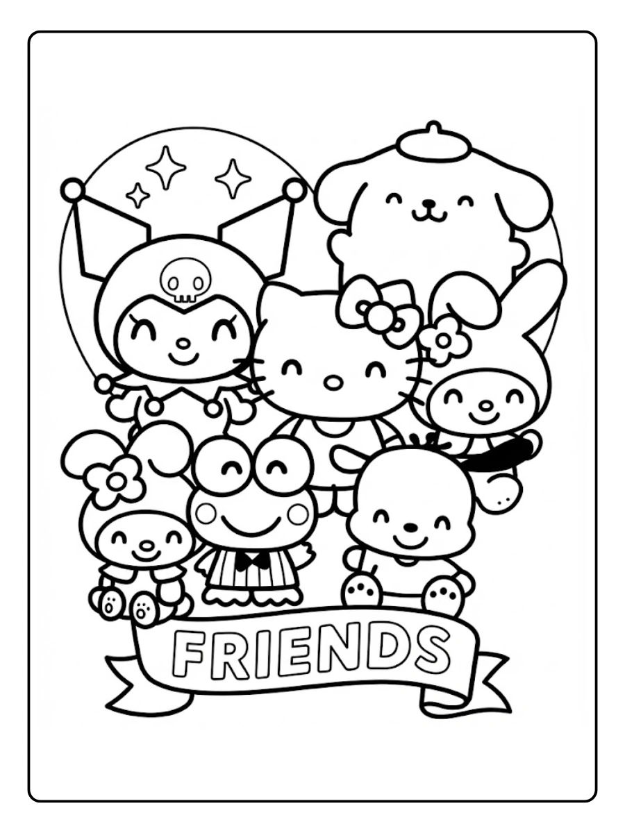 hello kitty and friends coloring pages