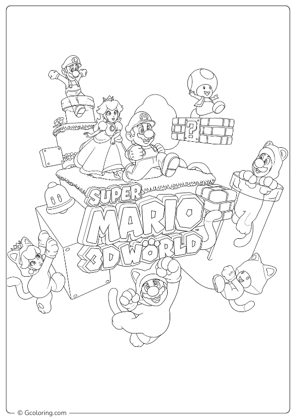super mario 3d world coloring page