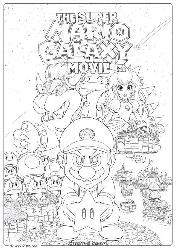 super mario galaxy coloring pages
