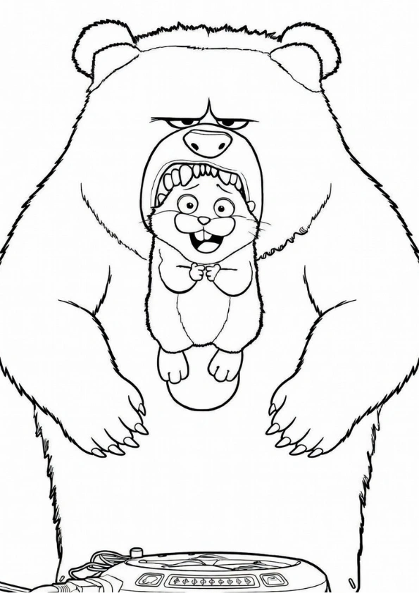 Ellen the bear with Mabel inside her chest coloring page