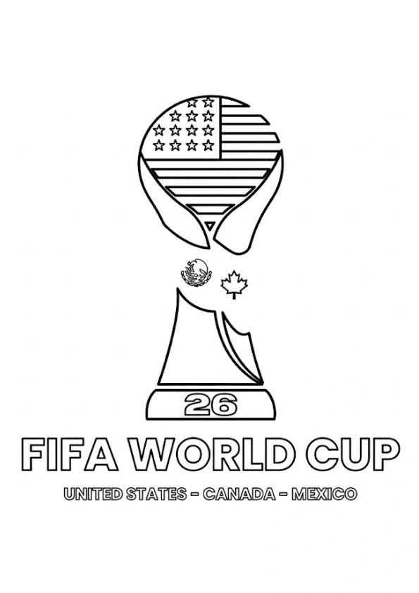 FIFA World Cup 2026 USA Canada Mexico logo coloring page