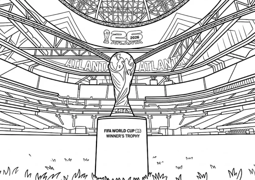 FIFA World Cup 2026 stadium interior coloring page