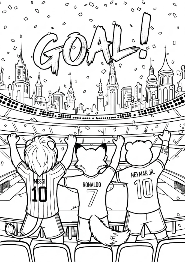 Fans celebrating a goal World Cup 2026 coloring page