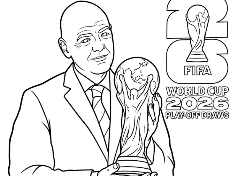 Gianni Infantino with World Cup trophy coloring page