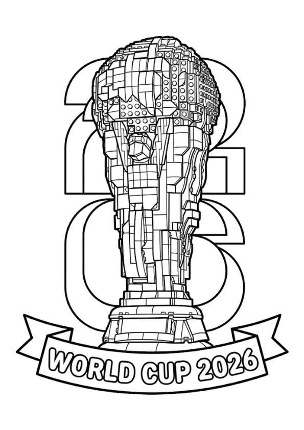 LEGO FIFA World Cup 2026 trophy coloring page