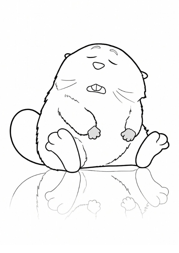 Loaf the beaver looking sad or worried coloring page