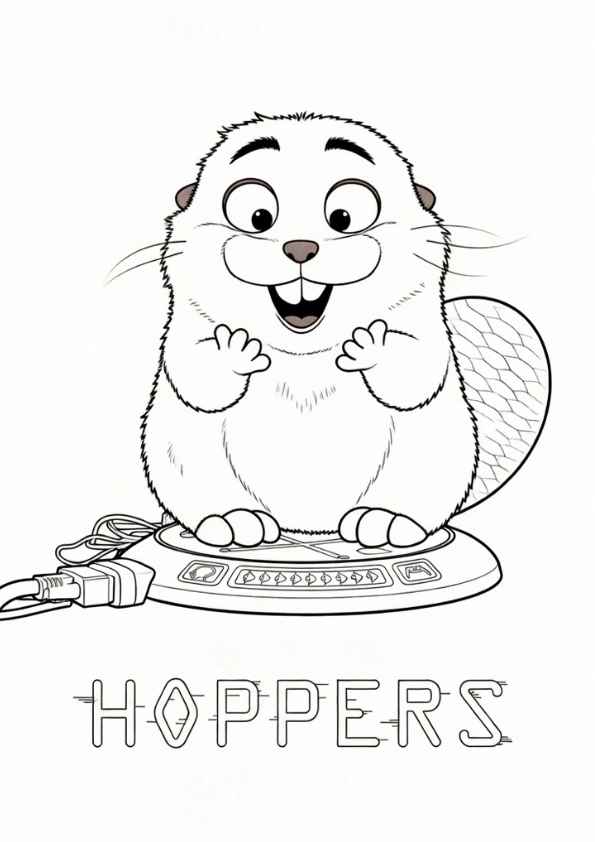 Mabel Tanaka (Beaver form) on movie logo coloring page