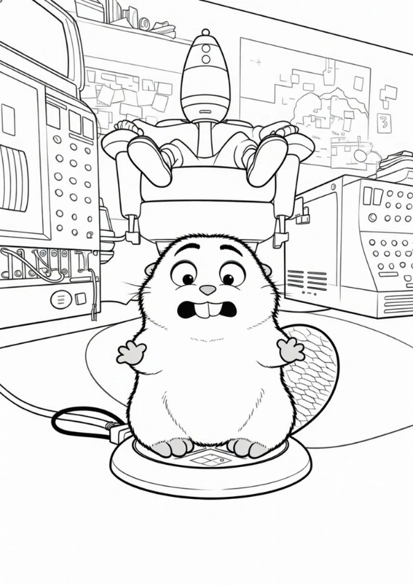 Mabel inside the hopping laboratory pod coloring page
